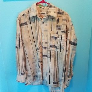 Men's Gabicci Shirt Yellow background with blue gr